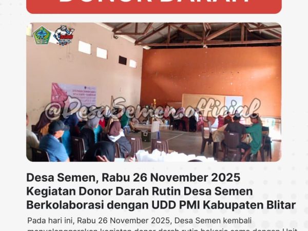 Kegiatan Donor Darah Desa Semen Sebagai Wujud Kepedulian Sosial Warga