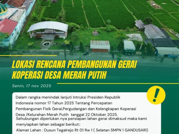 Pemdes Semen Lakukan Peninjauan Lokasi Rencana Pembangunan Gerai Koperasi Desa Merah Putih